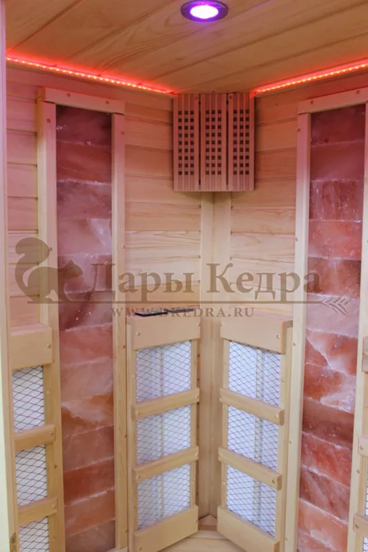 Одноместная угловая инфракрасная сауна кабина из кедра и липы с керамическими излучателями