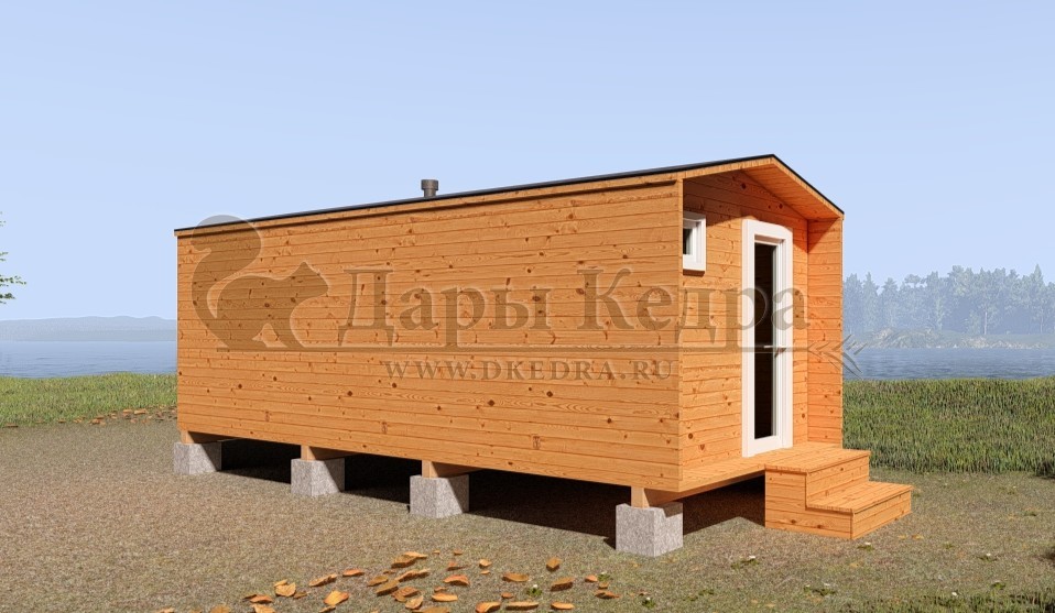 Каркасная баня Барн из кедра 6х2.3 м