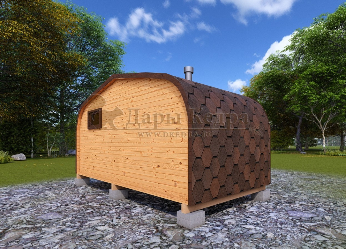 Баня «Викинг» из кедра 5х2,35 м с боковым входом